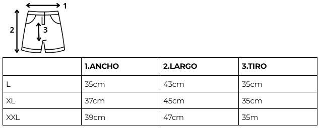 Tabla de talles SHORT ARGENTINA NEGRO - ANIVERSARIO 50 - NUMERO 22