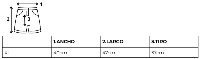 Tabla de talles SHORT COLOMBIA BLANCO - MUNDIAL 2026 - NUMERO 20